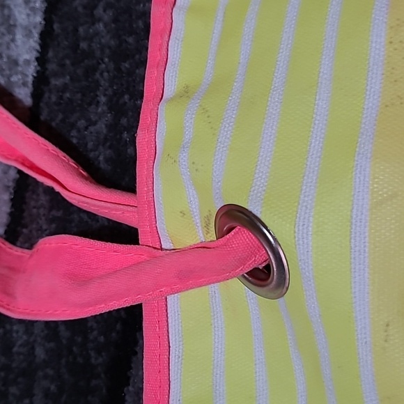 VICTORIA SECRET OMBRE NEON STRIPES CANVAS TOTE BAG - Picture 7 of 11